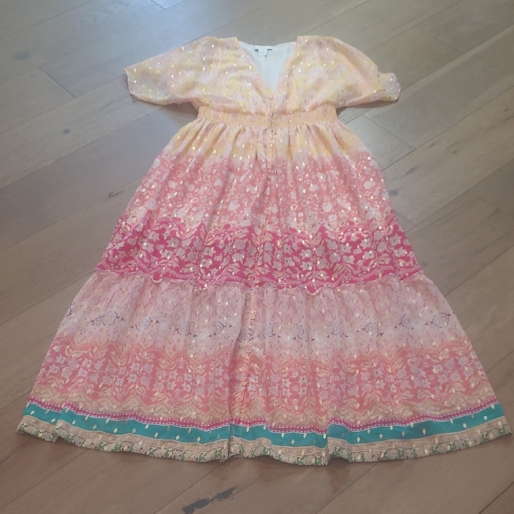 EUC House of Harlow 1960 Floral Dress Women's sz S Pastel Color Maxi Dress